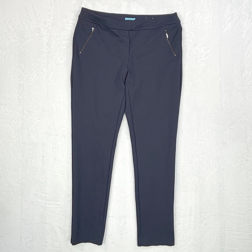 J.McLaughlin Navy Blue Stretch Pull On Slim Leg Pants Size 6 Zipper Pockets